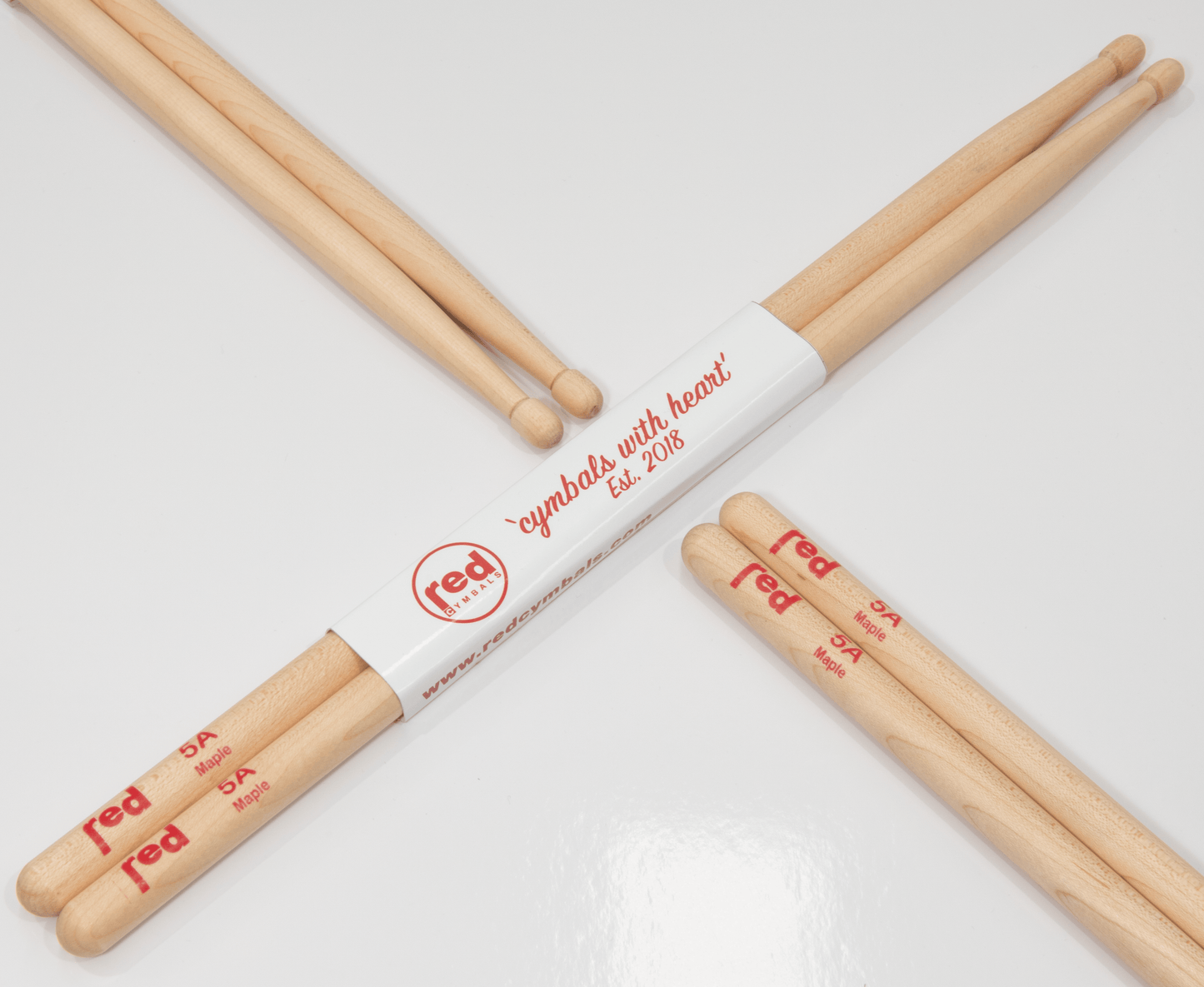 Red Cymbals Drum Sticks Red Drumsticks Natural Series multiple sizes Red Cymbals - Red Drumsticks - Natural Series - USA Hickory